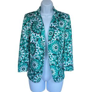 Madison Women's Teal Floral Blazer Coat Size Small Casual Jacket